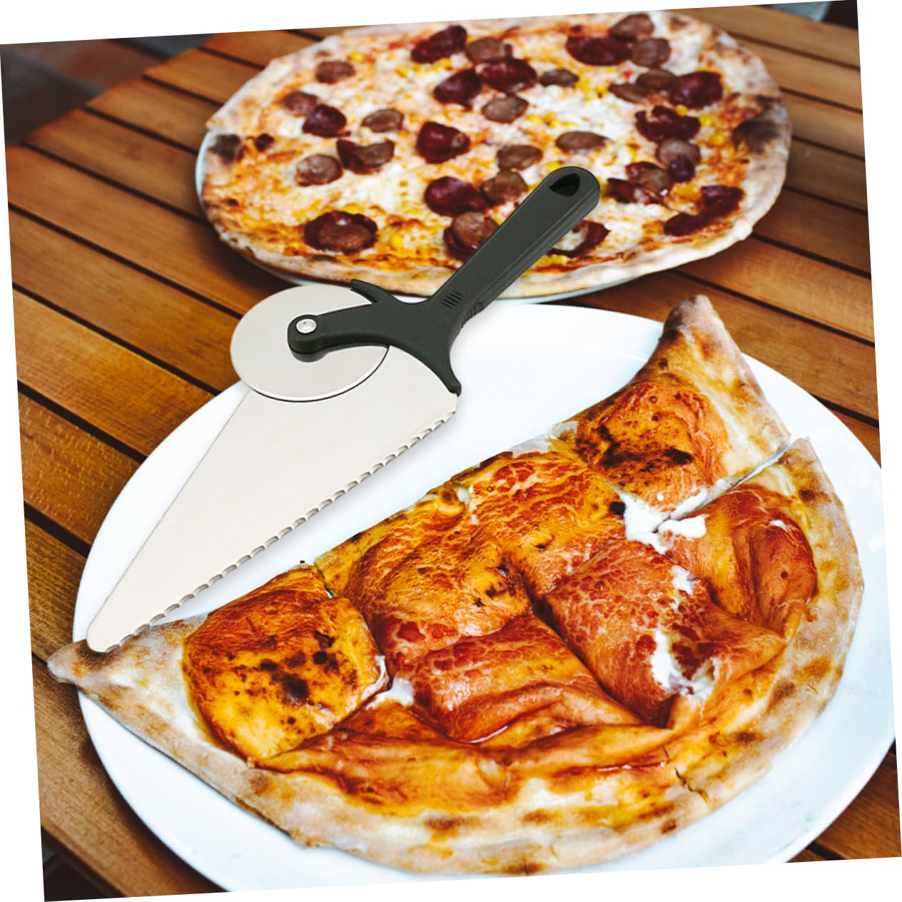 Gatuida Cortador de Pizza de Acero Inoxidable con Diseño Ergonómico y Rueda Afilada, Pack de 2 Piezas Multifuncional para Pasteles y Masa Cocina