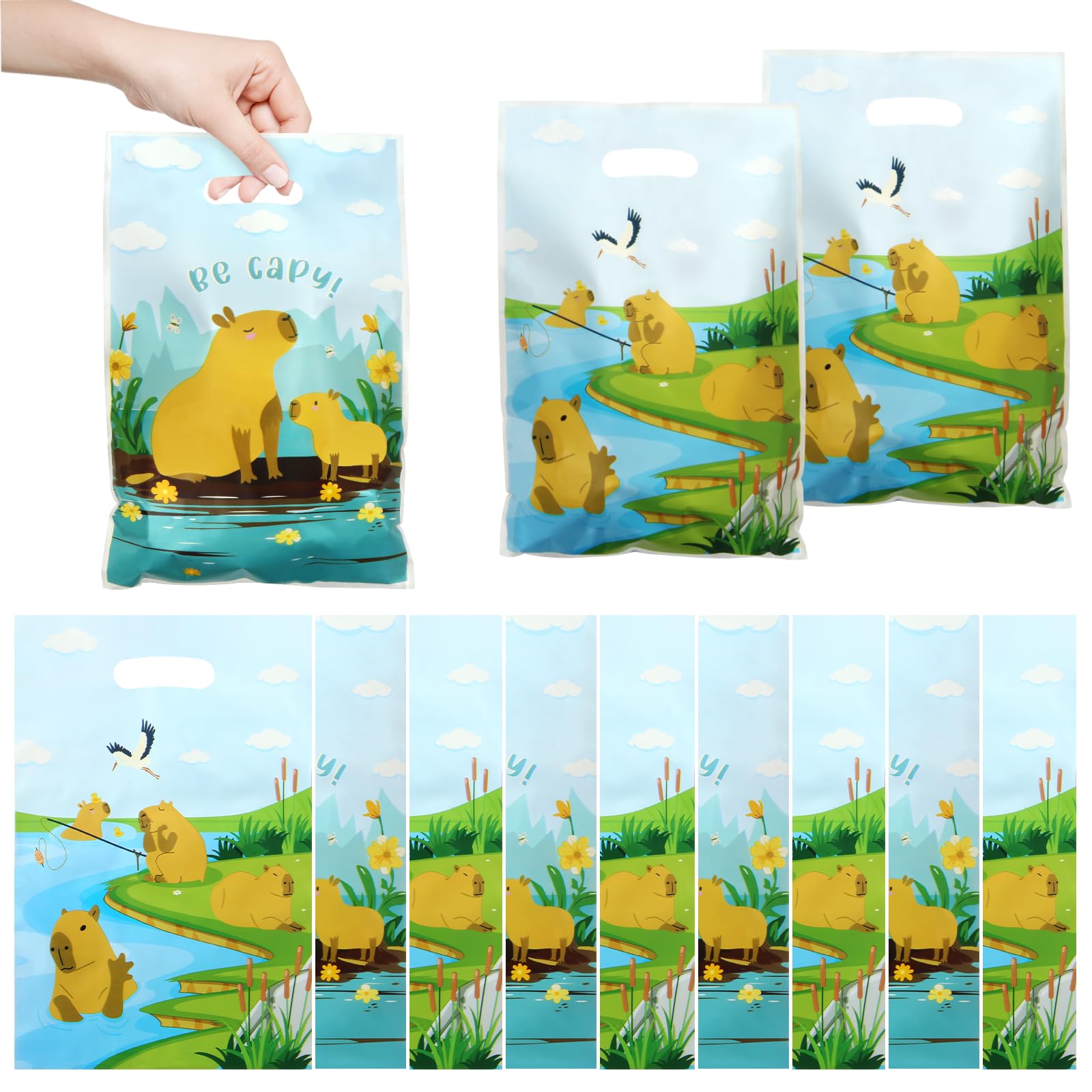 50 Stück Capybara Geschenktüten – Wiederverwendbare Party-Tüten Mit Griffen, 25x16,5 Cm