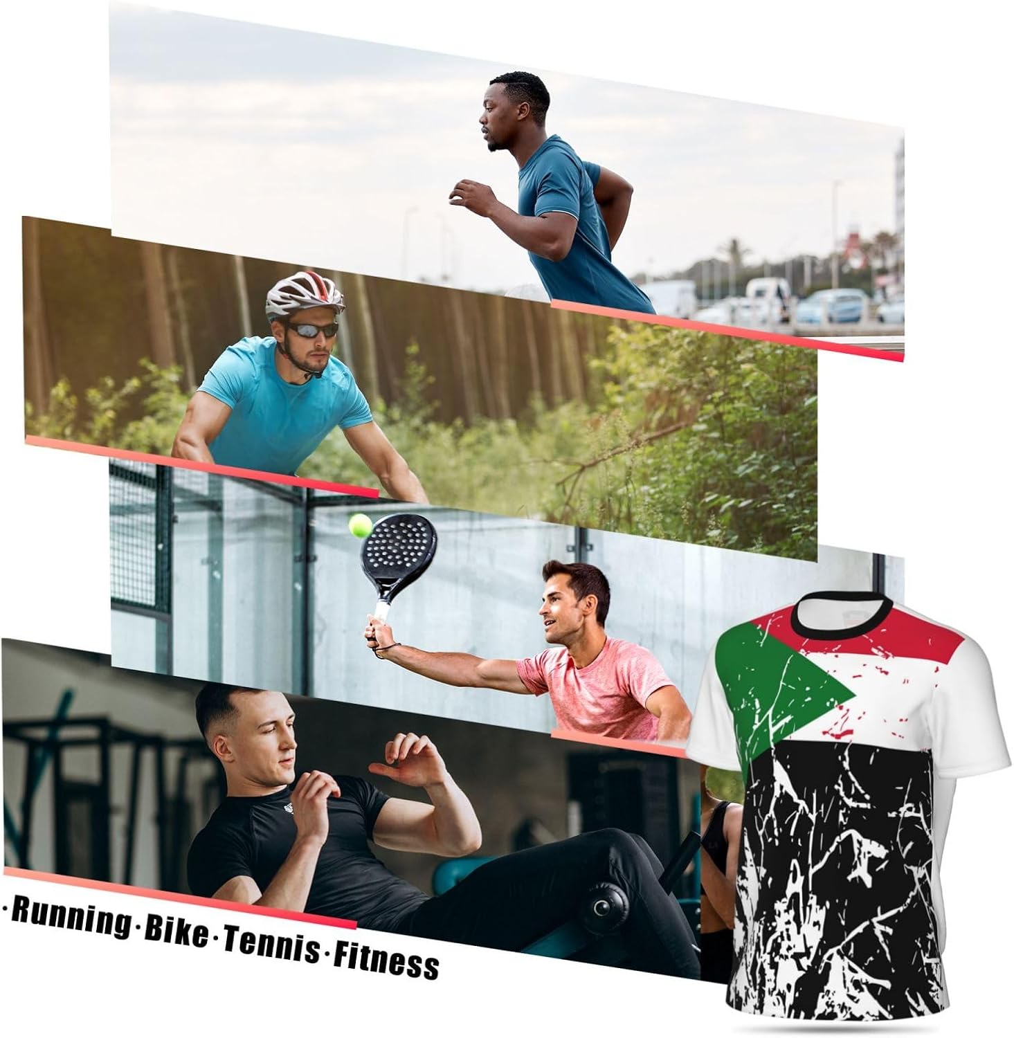 Sudan Flag Grain Sports Jersey Mesh T-Shirt 3D Print for Running Soccer Shirts