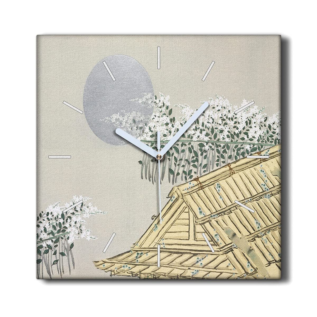 Horloge Murale sans Tic-Tac Coloray 30x30 Toile Fleurs d'Asie Silencieuse