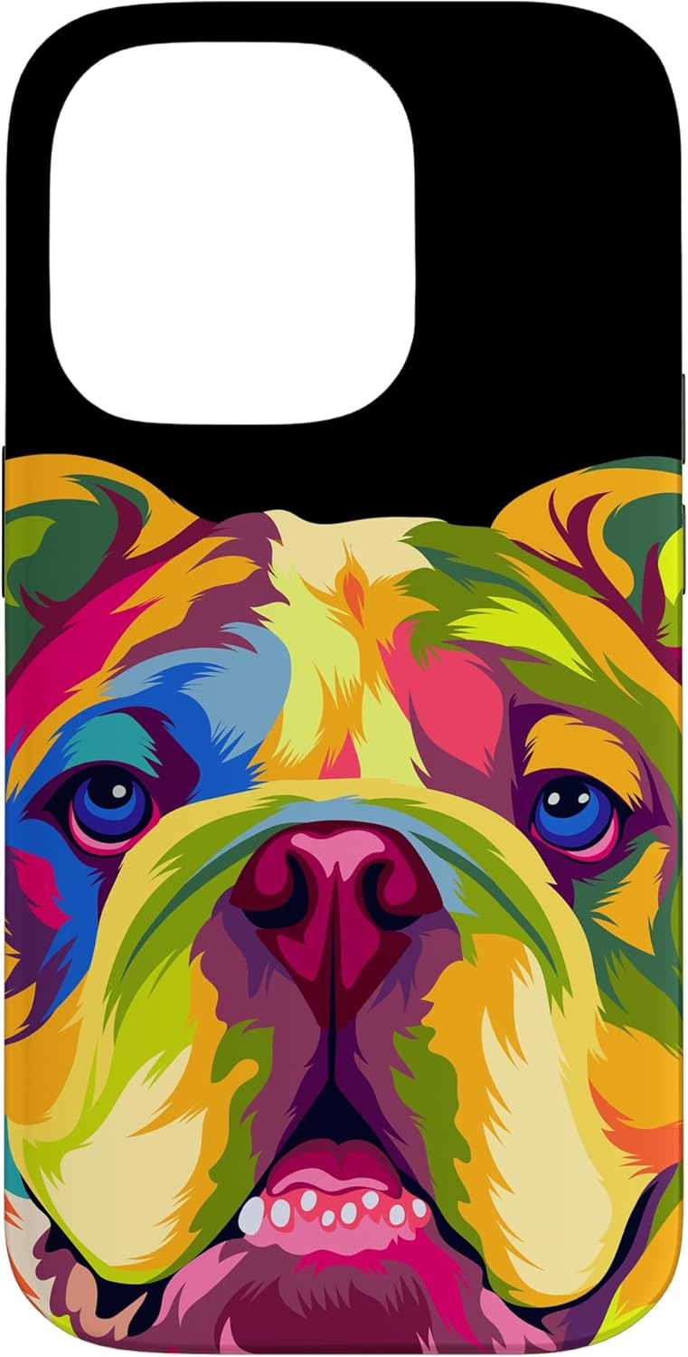 Pop Art English Bulldog Pet Paw Gift Men Women Dog Lover Case for iPhone 14 Pro