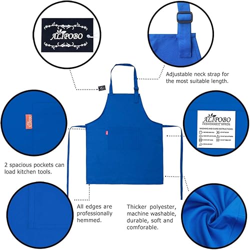 Miniatura 3 de Juego de delantal y gorro de chef para niños, delantal ajustable con babero para niños con 2 bolsillos. Lindo delantal de cocina para niños y niñas