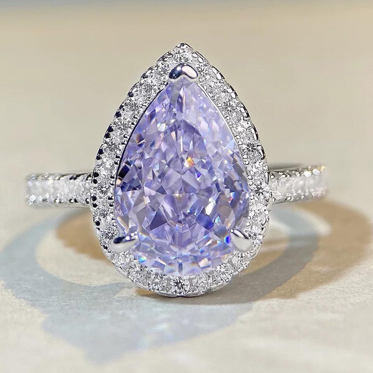 1pc Water Drop Full Zircon Rings Exquisite For Women Dating Daily Wear Birthday Gifts Occasion Trendy Women's Jewelry Gift