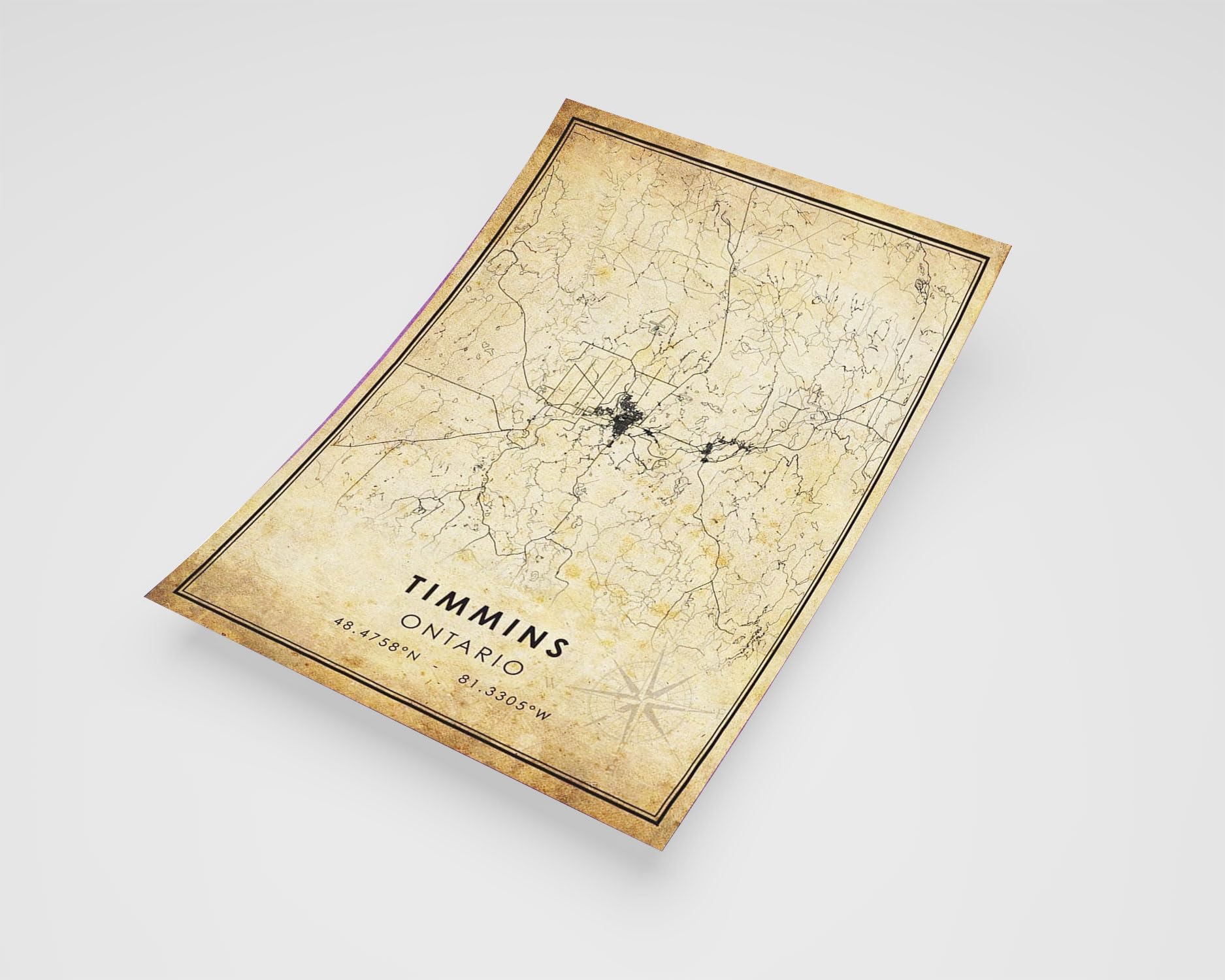 MG Global Rustic Poster of Timmins Ontario | 11x17 12x18 16x24 24x36 Vintage Unframed Print | Antique Hometown City Wall Art for Gift | Home Office Decor