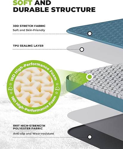 Miniatura 4 de Colchoneta de dormir autoinflable de 4 pulgadas de grosor con espuma, colchón de campamento de aire, innovadora estructura telescópica en forma de