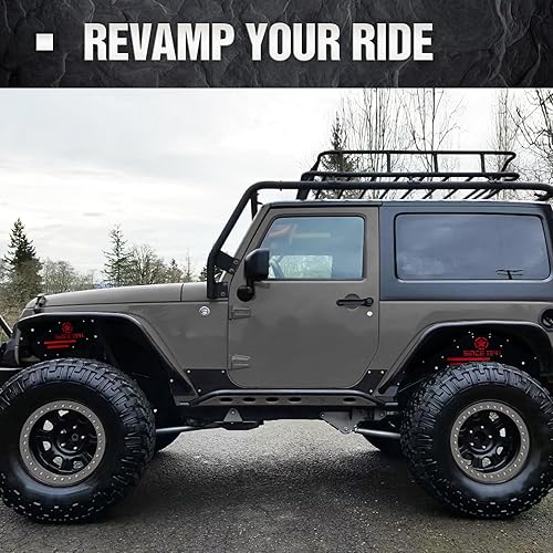 Vista 32 de Forros de guardabarros interiores delanteros compatibles con Wrangler JK y JKU Unlimited 2/4 puertas 2007-2018, estilo atornillable, cubierta