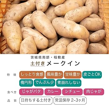 Amazon.co.jp: ジャガイモ メークイン訳あり品 25年新物 茨城県産 M