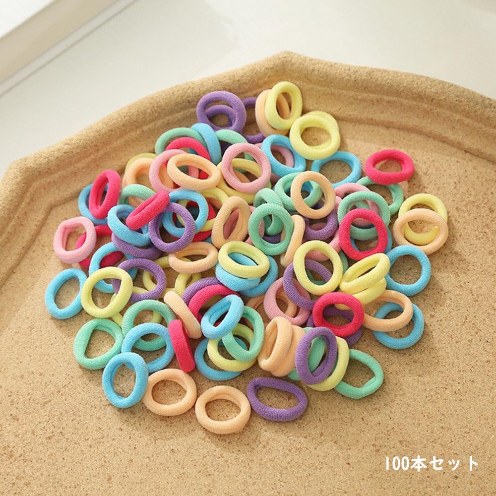 Amazon.co.jp: ヘアゴム 100本セット カラフル ゴム 小さめ 髪ゴム