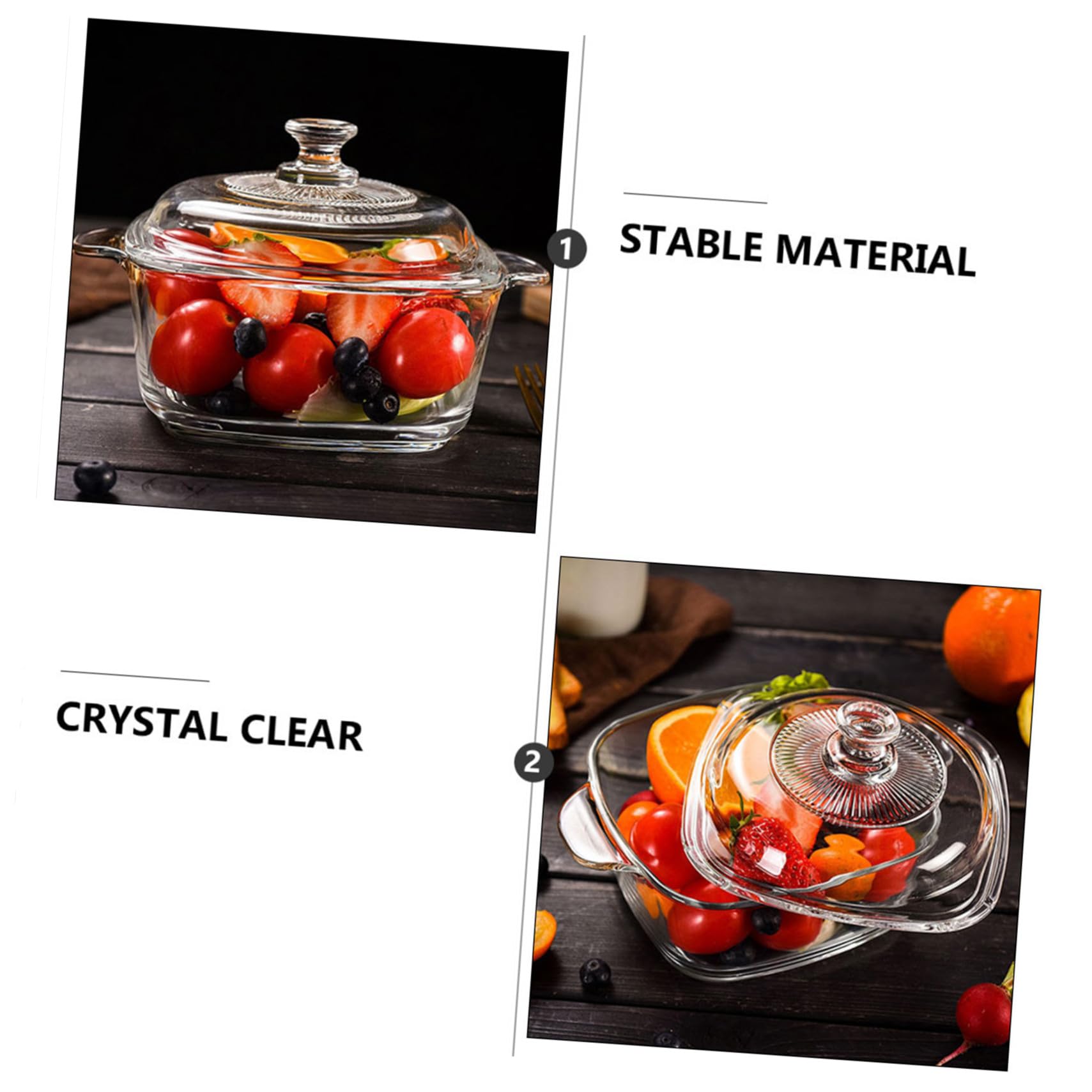 Toyvian Dickwandige Transparente Glas schüssel mit Deckel Ofen Mikrowellengeeignet Fassungsvermögen für Suppen Obstlagerung und Vielseitigen Kücheneinsatz