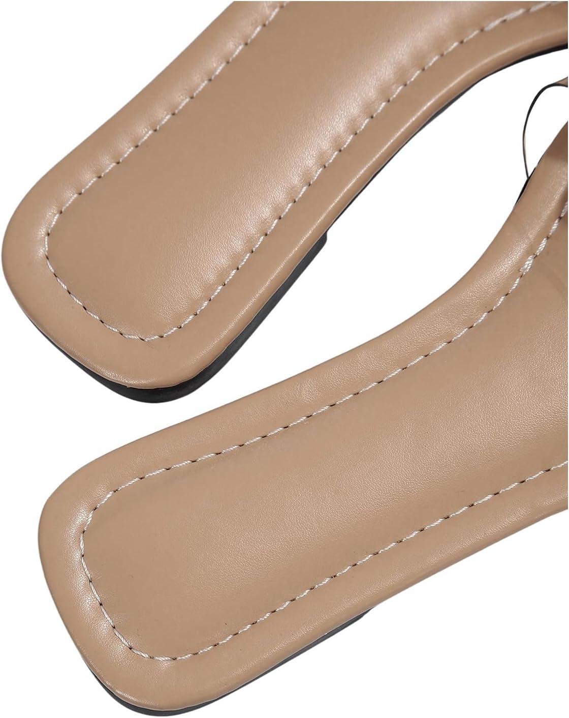 OYOANGLE Women's Rhinestone Flower Decor Clear Strap Sandals Square Toe Flat Sandals - Image 7