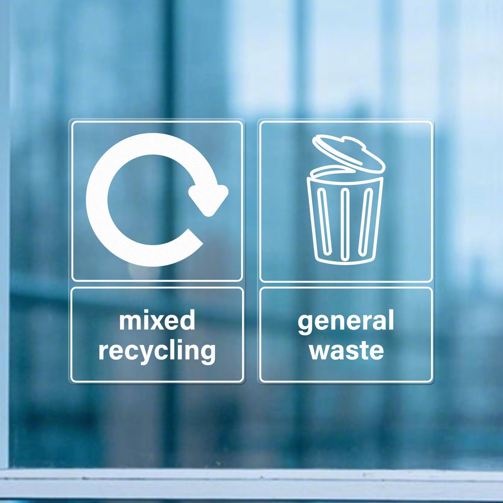 YIKIADA Mixed Recycling Bin Stickers 100 × 150 mm General Waste Vinyl Removable Waterproof Self Adhesive Window Decal for Home Office Outdoor Indoor 10 PCS