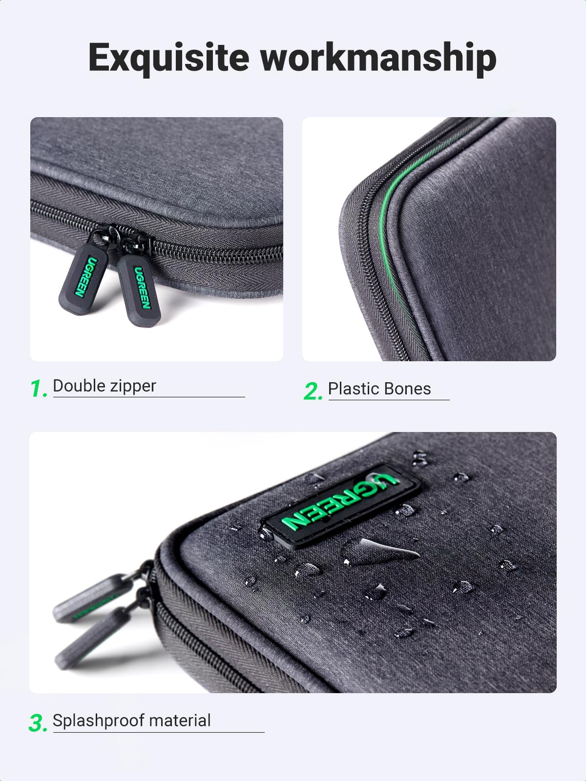 UGREEN Organizer Cavi Singolo Strato, Borsa da Viaggio Porta Compatibile con iPad Mini 5 4, Cellulare, Power Bankecc