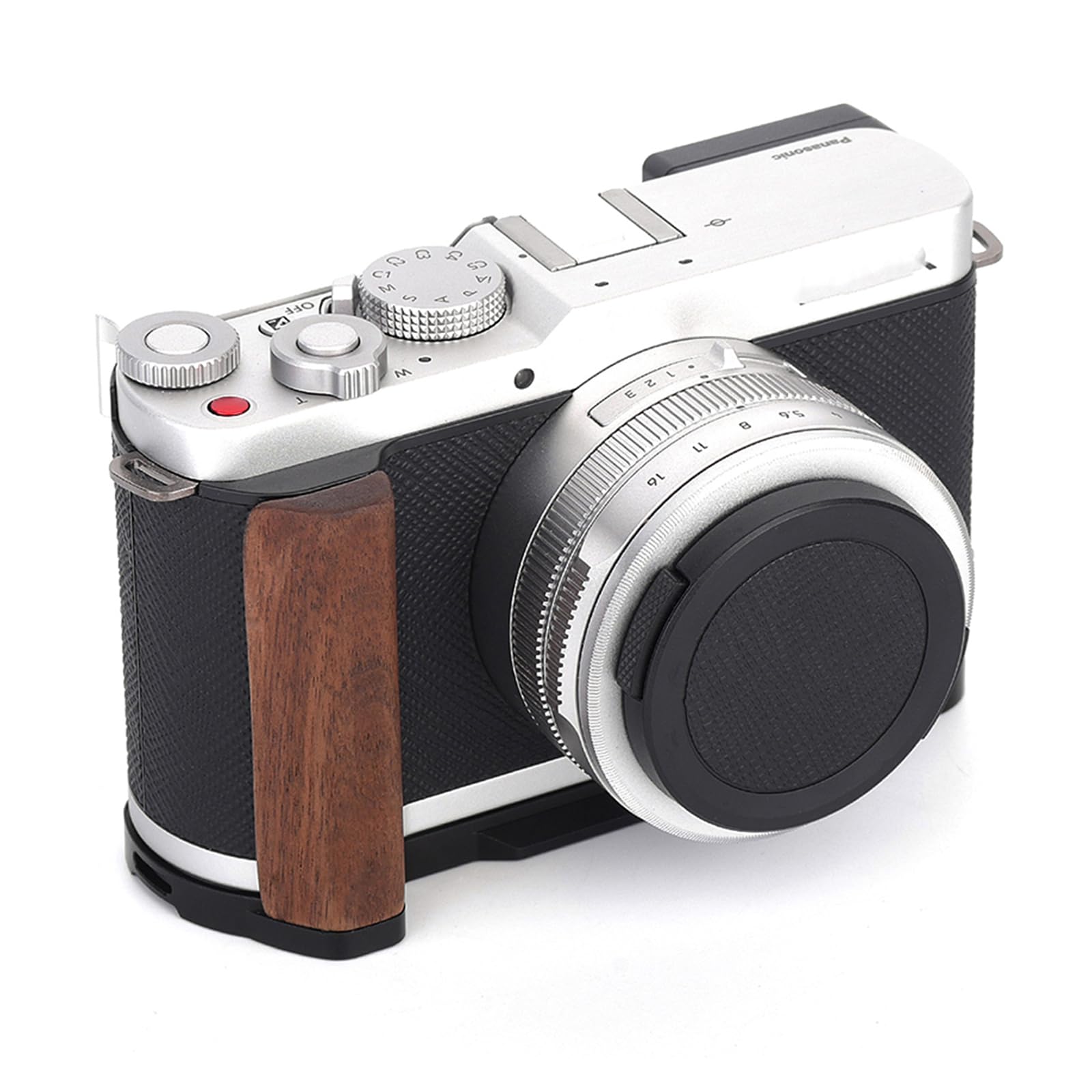 Supporto a L in metallo per Panasonic Lumix L10, colore: nero