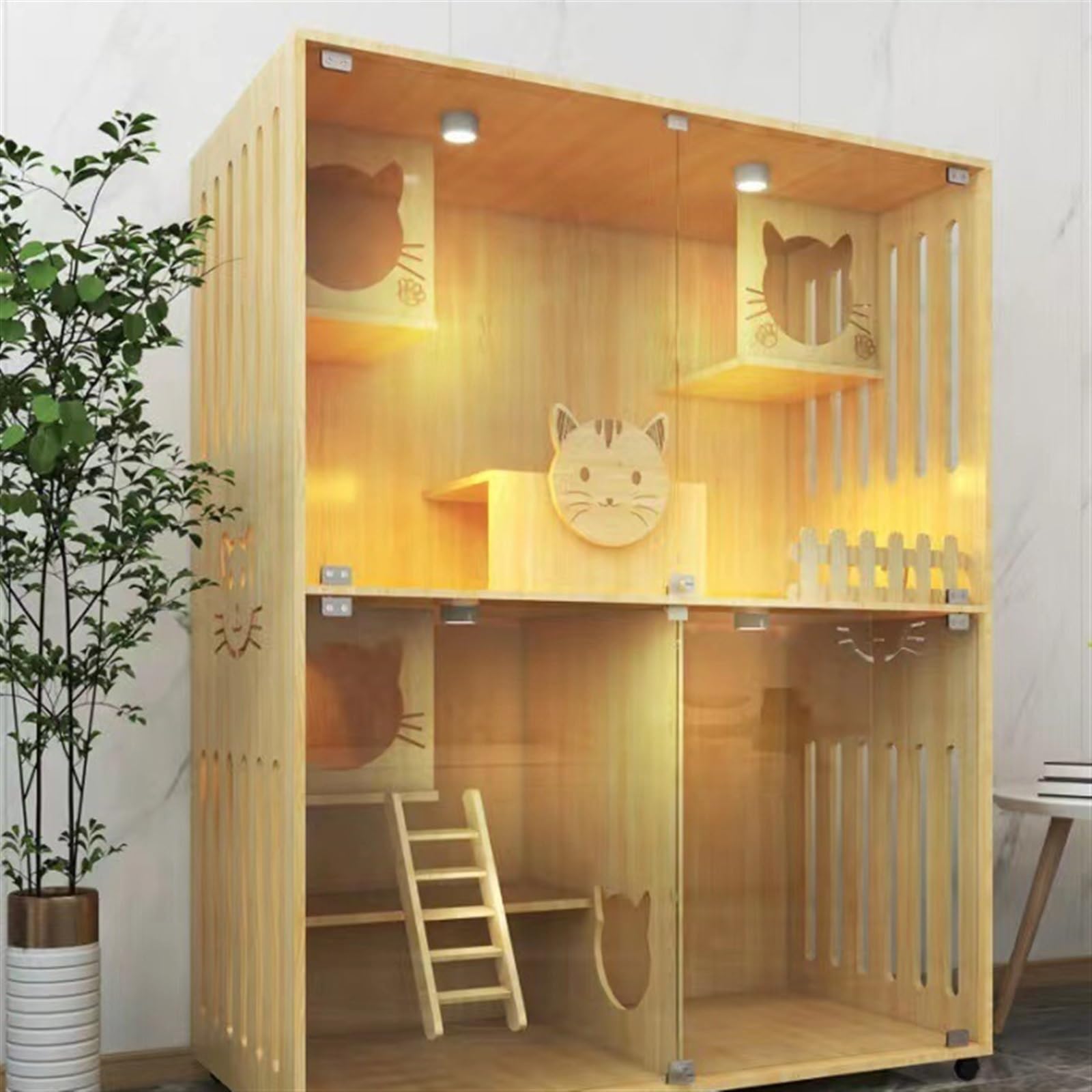 Casa del gatto Villa for gatti Gabbia for gatti in legno for uso domestico Letto a castello for gatti Nido for gatti Casa for gatti di lusso for interni a due piani Gabinetto for gatti multi-gatto Gab