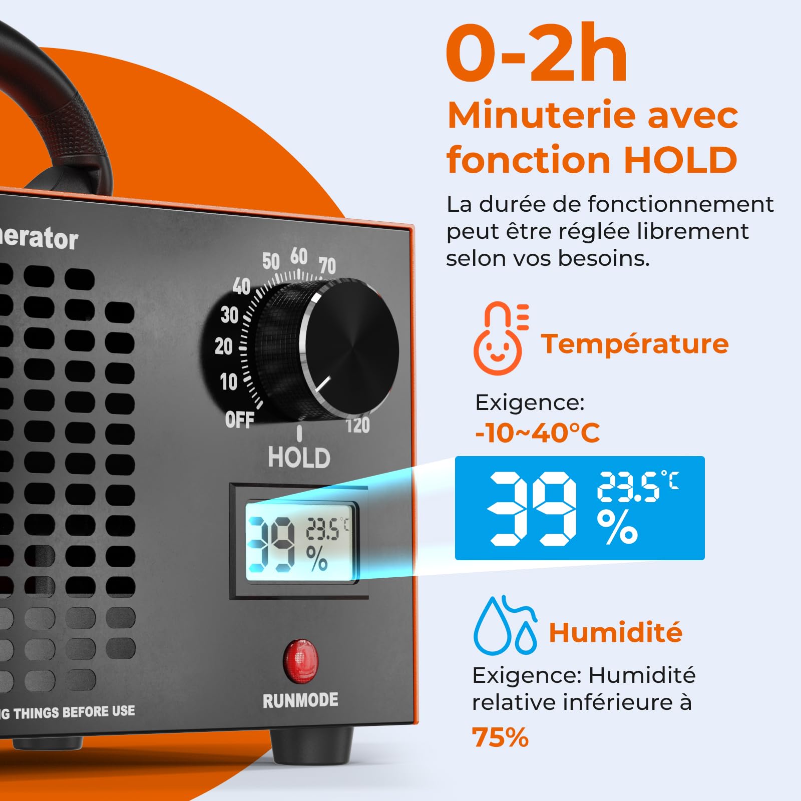 Générateur d'Ozone 120000mg/h,Purificateur d’Air à Ozone Domestique | Minuterie 2H,Désinfection et Désodorisation,Ozone Generator Portable pour Maison,Bureau,Salle de Bain,Cuisine,Jusqu'à 500 m²