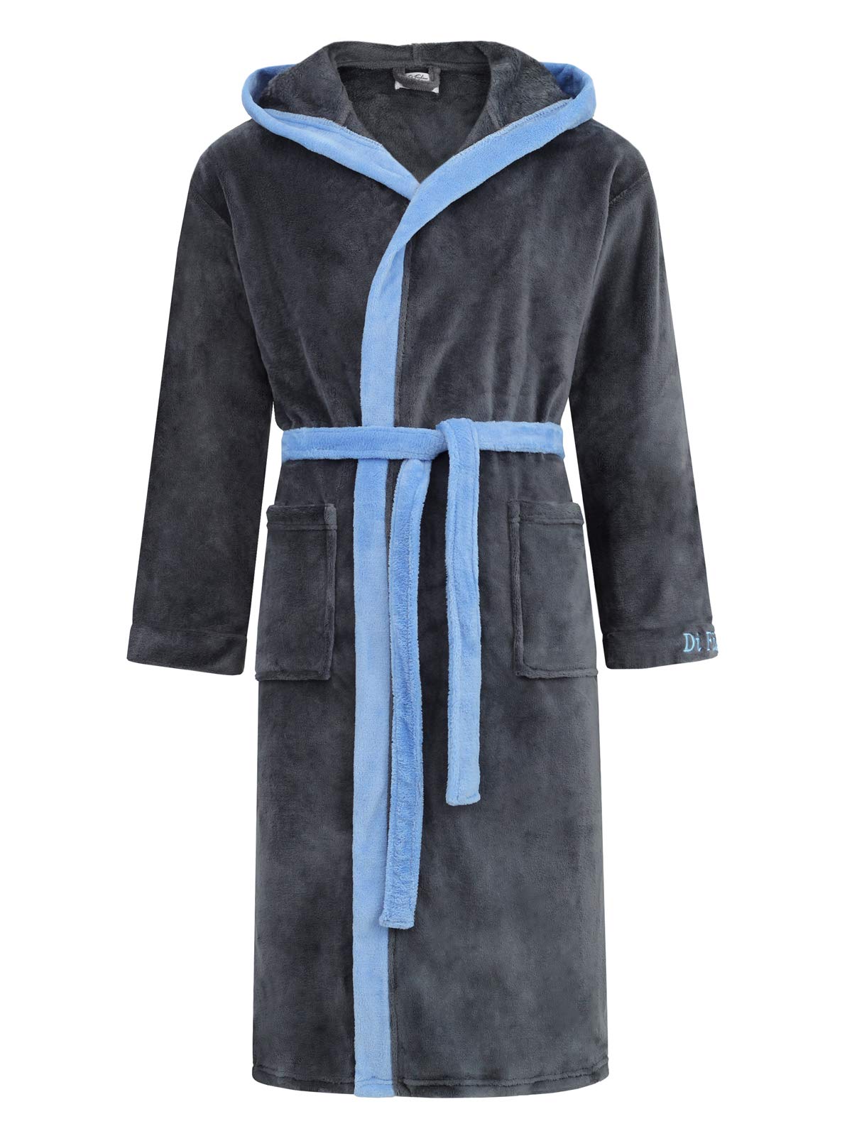 Di Ficchiano Herren Bademantel Monza mit Kapuze I Morgenmantel flauschig I Nachtwäsche aus edler Mikrofaser I Kimono mit Farb- & Größenauswahl S - 5XL I Bath-Robe Öko-Tex Standard 100