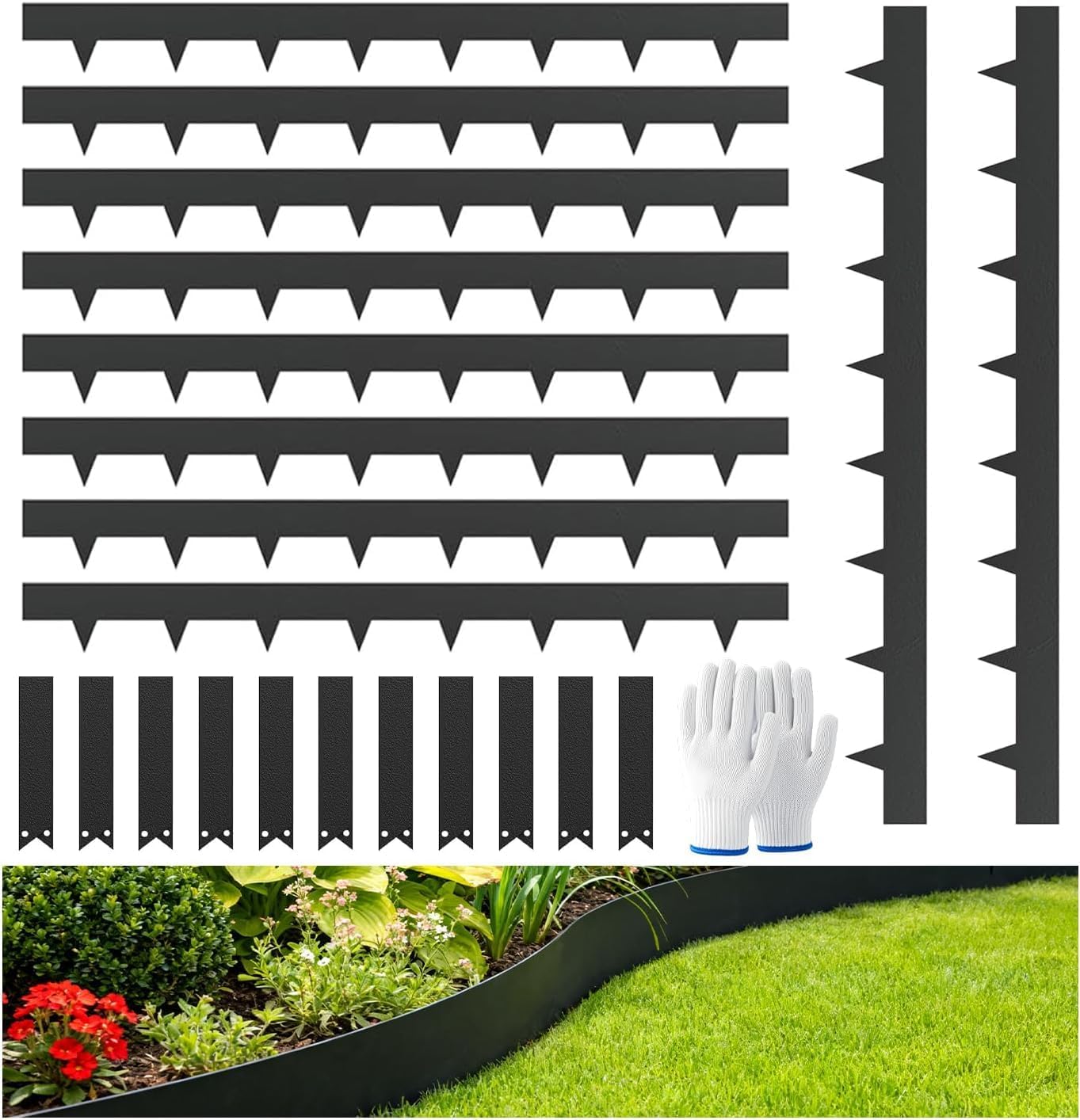 NBYTLT 10 Pack Lawn Edging, 11.4cm×10m Total Length Garden Edging (Black)