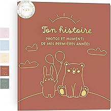 Baby birth book for sticking photos and writing with more than 50 pages and stickers, baby photo album from the first year up to 5, ideal as a gift for a newborn girl and boy