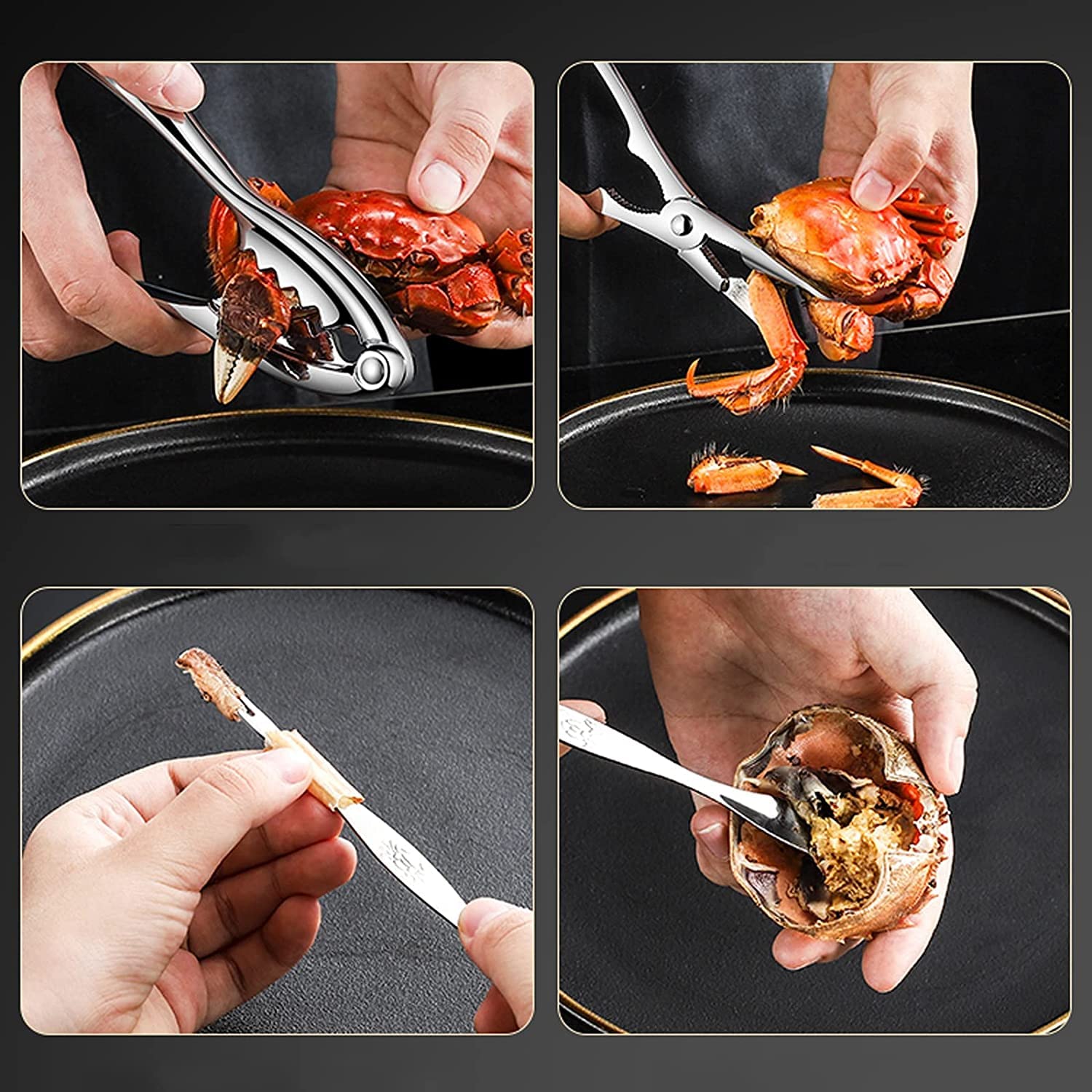 Set di Strumenti per Frutti di Mare Set di Strumenti per Frutti di Mare - Set di Plettri 10/12 Pezzi, Utensili da Cucina per Aragosta per Mangiare (Colore : 10PCS-C) (Rosa)