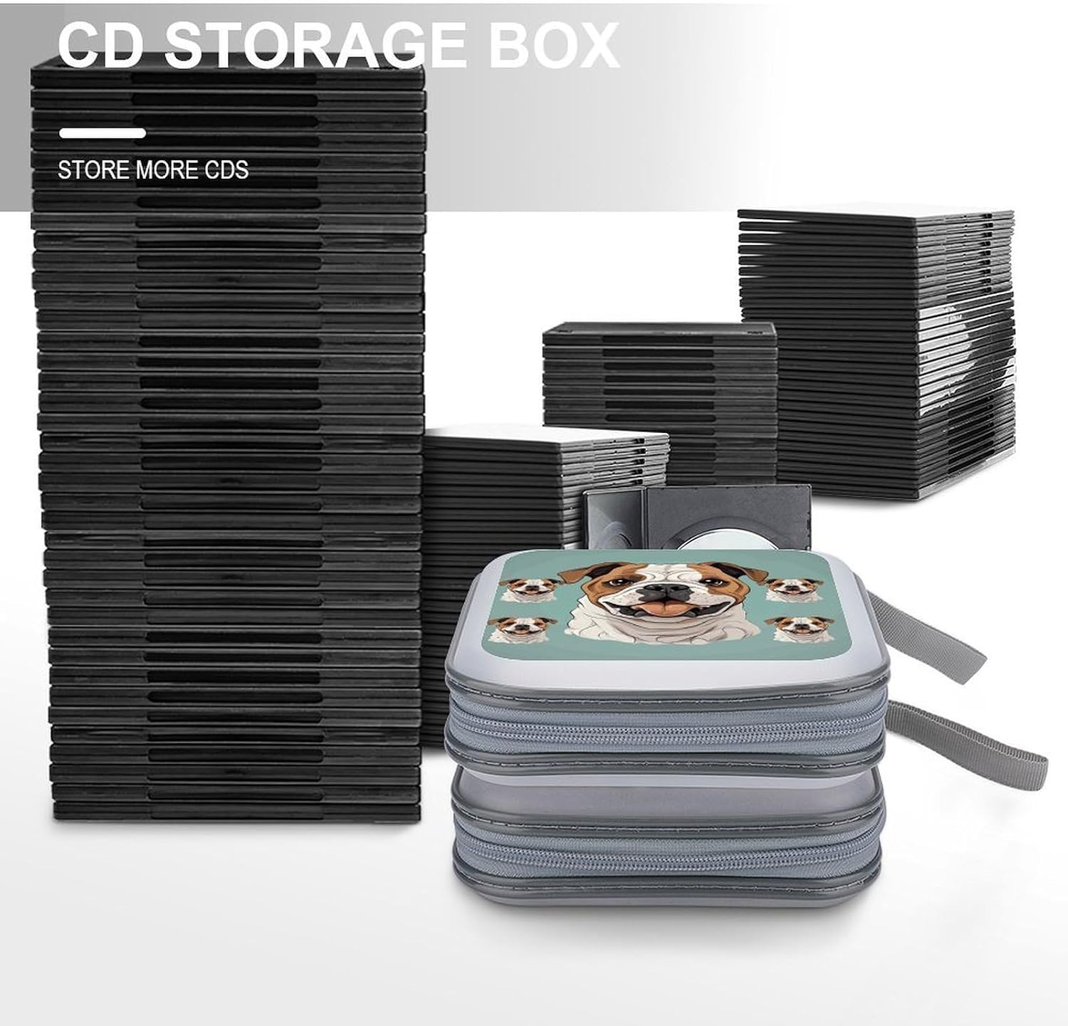 Funny English Bulldog CD Case CD Storage Box DVD Sleeves