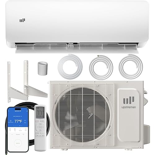 Upstreman 12000 BTU Mini Split Air Conditioner, 115/230V Mini Split AC Unit, Heating system, Energy Efficient Inverter AC, 20 SEER2, Energy Saving, Wifi Enabled, with Mounting Brackets (230V)