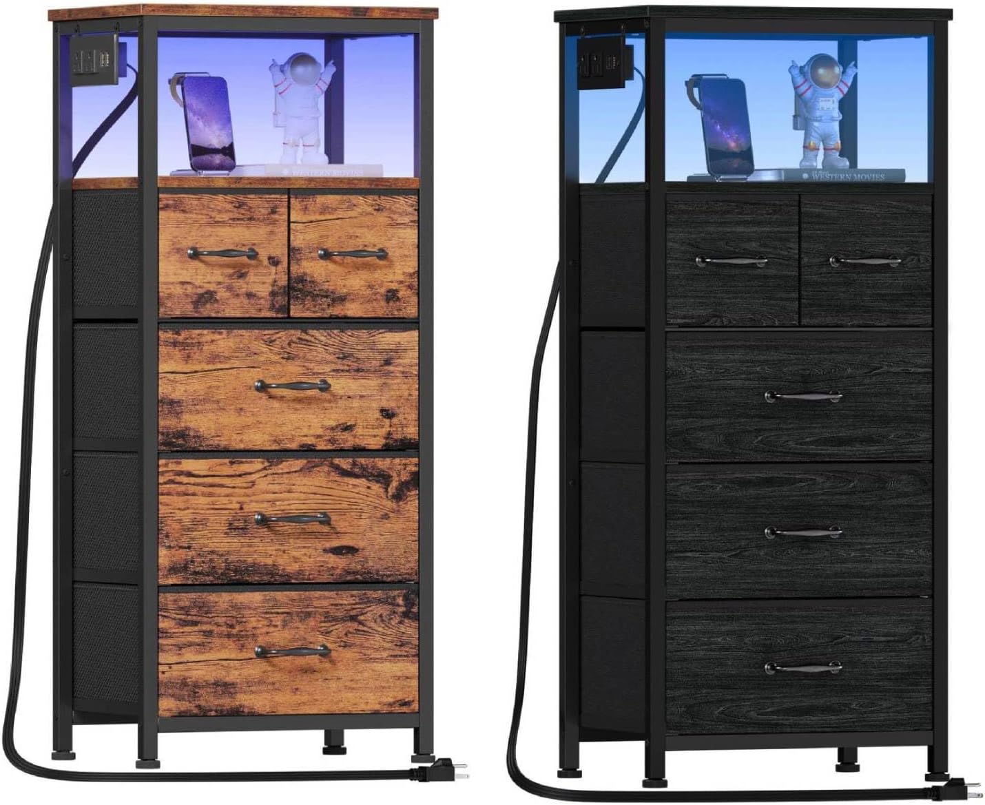 Amazon.com: Furnulem Rustic Brown and Black Dresser for Bedroomwith ...