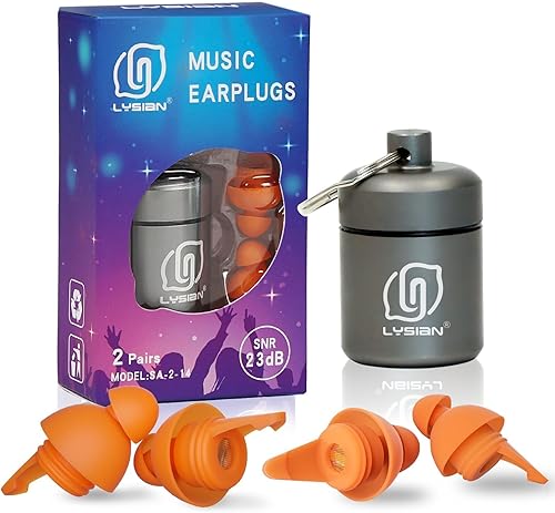 Miniatura 1 de LYSIAN Tapones para los oídos de concierto de alta fidelidad, tapones para los oídos reutilizables para músicos, protección auditiva de 23 dB para