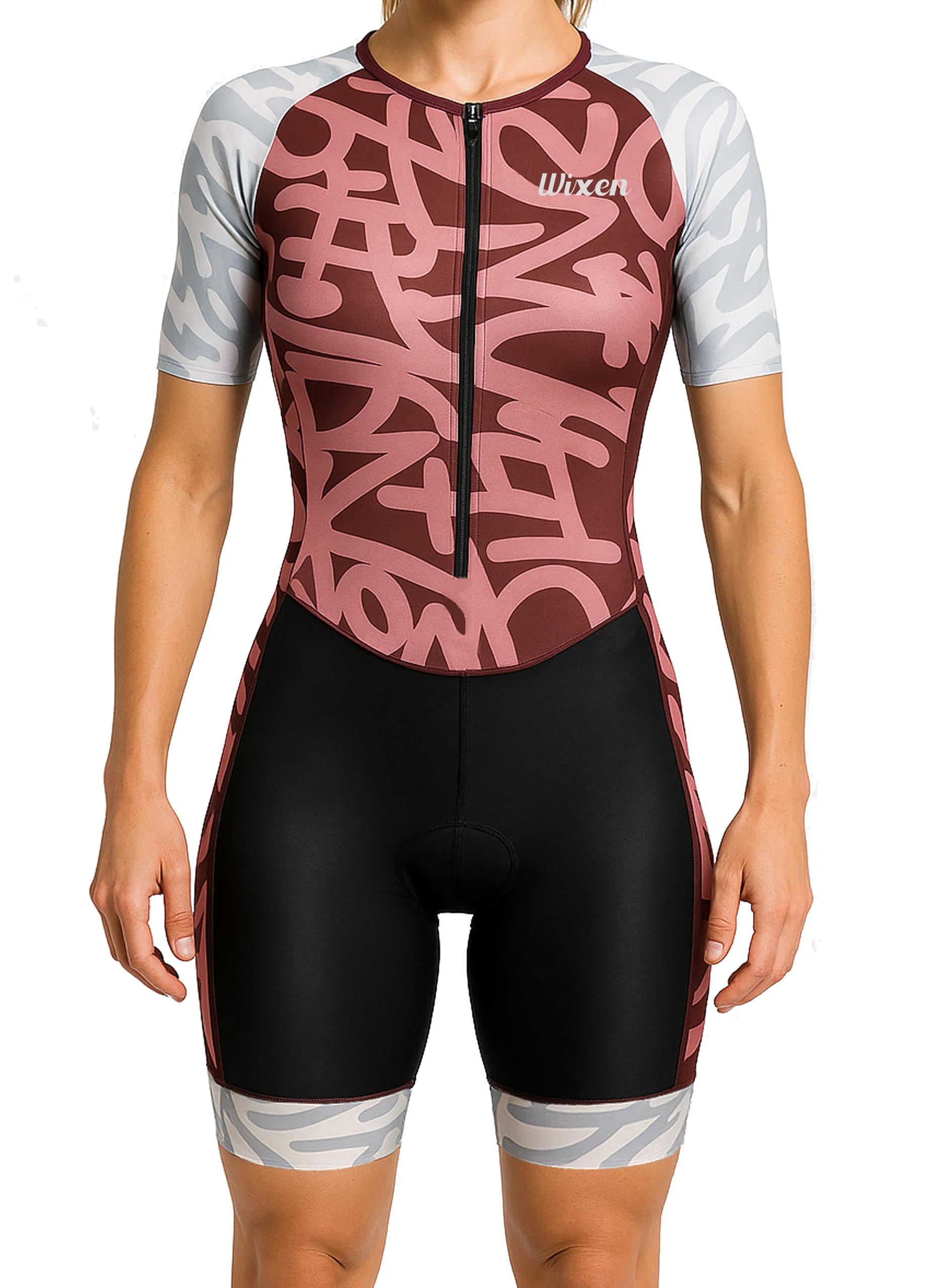 WIXEN PRO Women Triathlon Suit Sleeve Trisuit Aerodynamic Swim Bike Run Suit Back Pocket