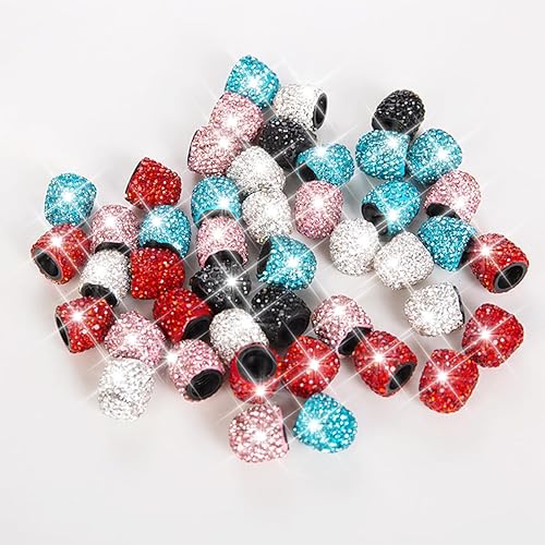 Miniatura 6 de Tapas de vástago de válvula de neumático de automóvil, 4 piezas con diamantes de imitación de cristal, tapas de aire de rueda de vehículo,