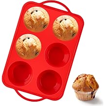 Puyeipt Jumbo Muffin Pan with Metal Frame, 6 Cup Large Cupcake Mold with Handles, Silicone Egg Bite Baking Tray, BPA Free & Non-Stick