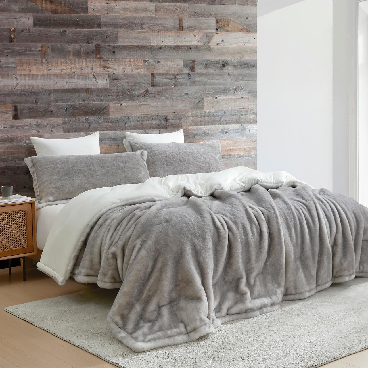 Byourbed Fox in The Coconut Tree - Coma Inducer® Oversized Queen Comforter Set - Frosty Gray Coconut