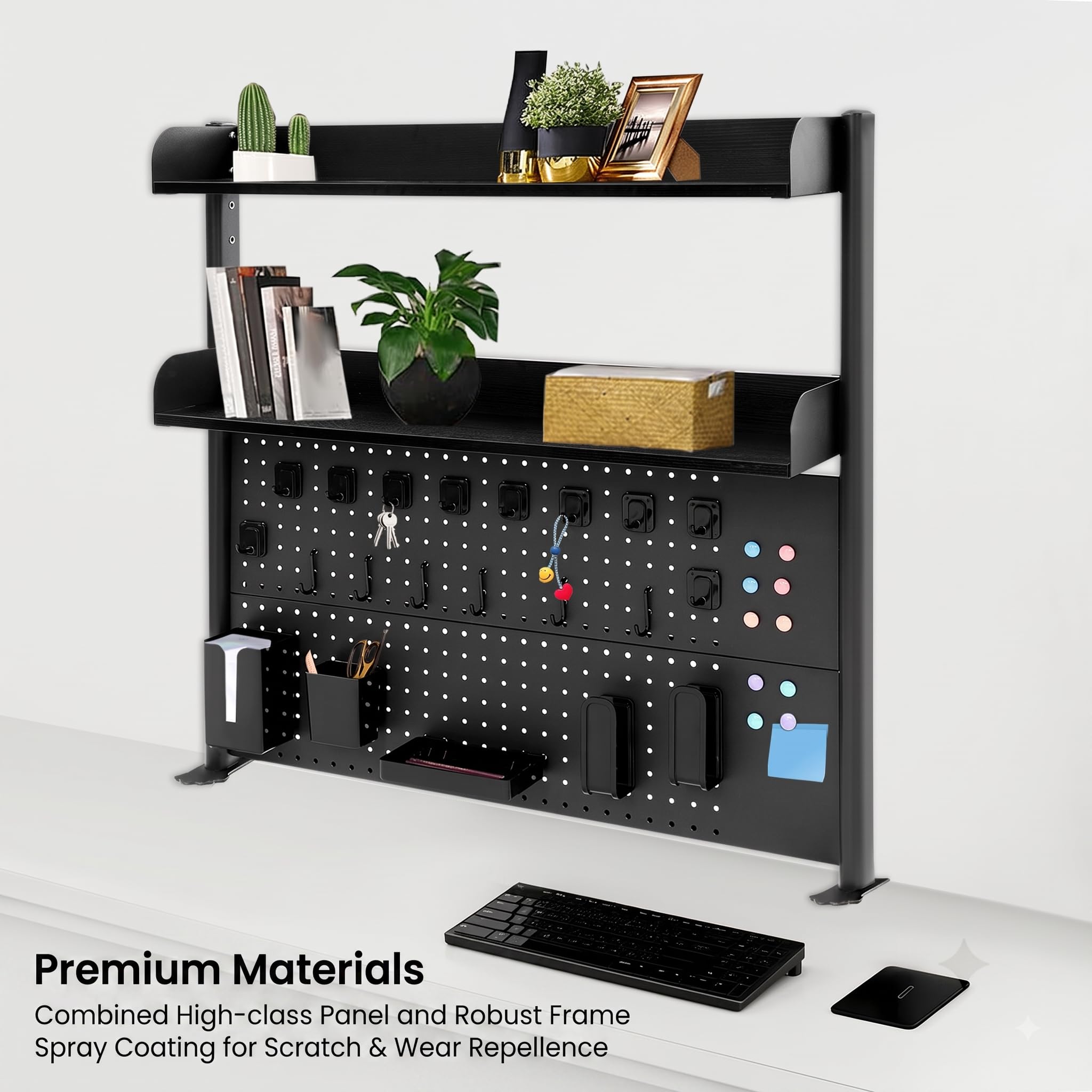 Étagère de bureau à pince 254 x 241 cm, double niveau, paroi perforée