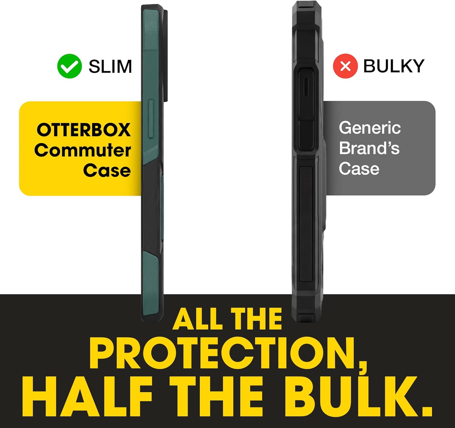 OtterBox iPhone 15 PRO (Only) – Commuter Series Case – Thin, Dual-Layer, Pocket-Friendly, Port Cover – Black/Green