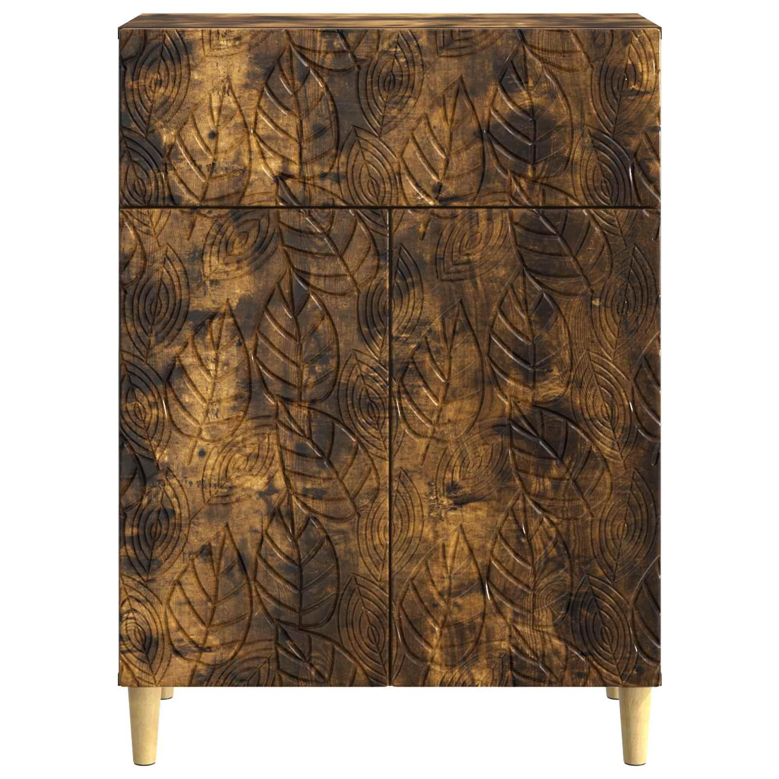Aparador de roble ahumado, 66 x 34,5 x 90 cm, cómoda con cajón y 2 puertas, aparador vintage de madera, armario auxiliar para salón, pasillo y cocina