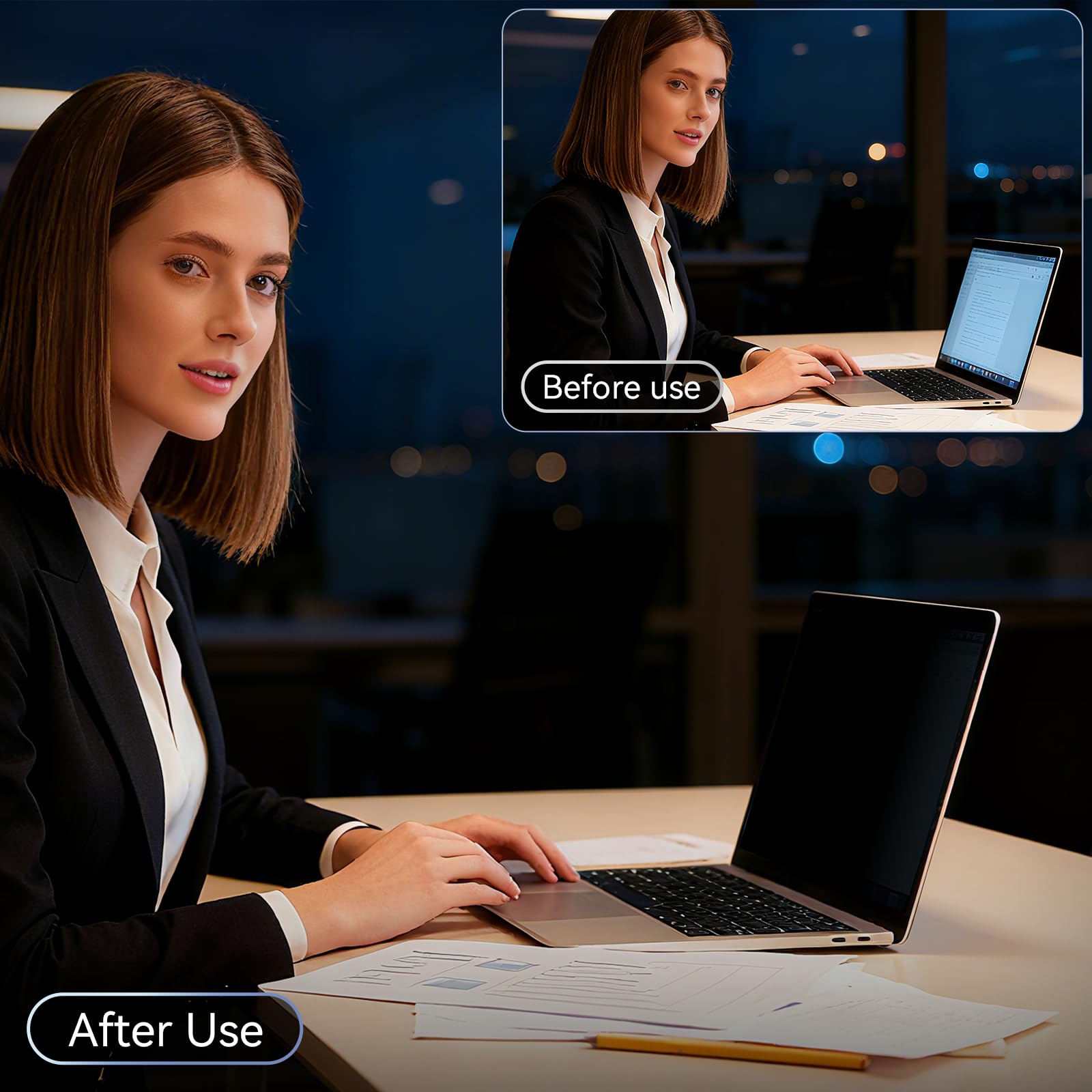 360° Filtre de Confidentialité 16 Pouces 16:10,Protection Ecran Anti-Espion Anti-Reflet,Laptop Privacy Screen Protector Compatible avec Lenovo/Dell/HP/Asus/Samsung/Acer