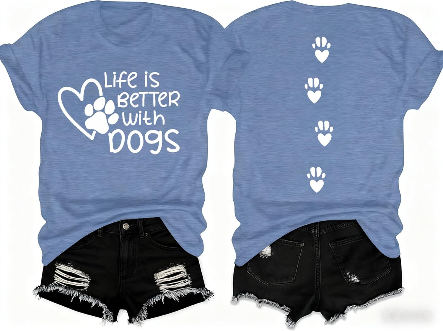 Dog Mom Shirt for Women Dogs Shirt Life is Better with Dogs T-Shirt Dog Paw Print Tee Funny Pet Lover Animal Gift Tops
