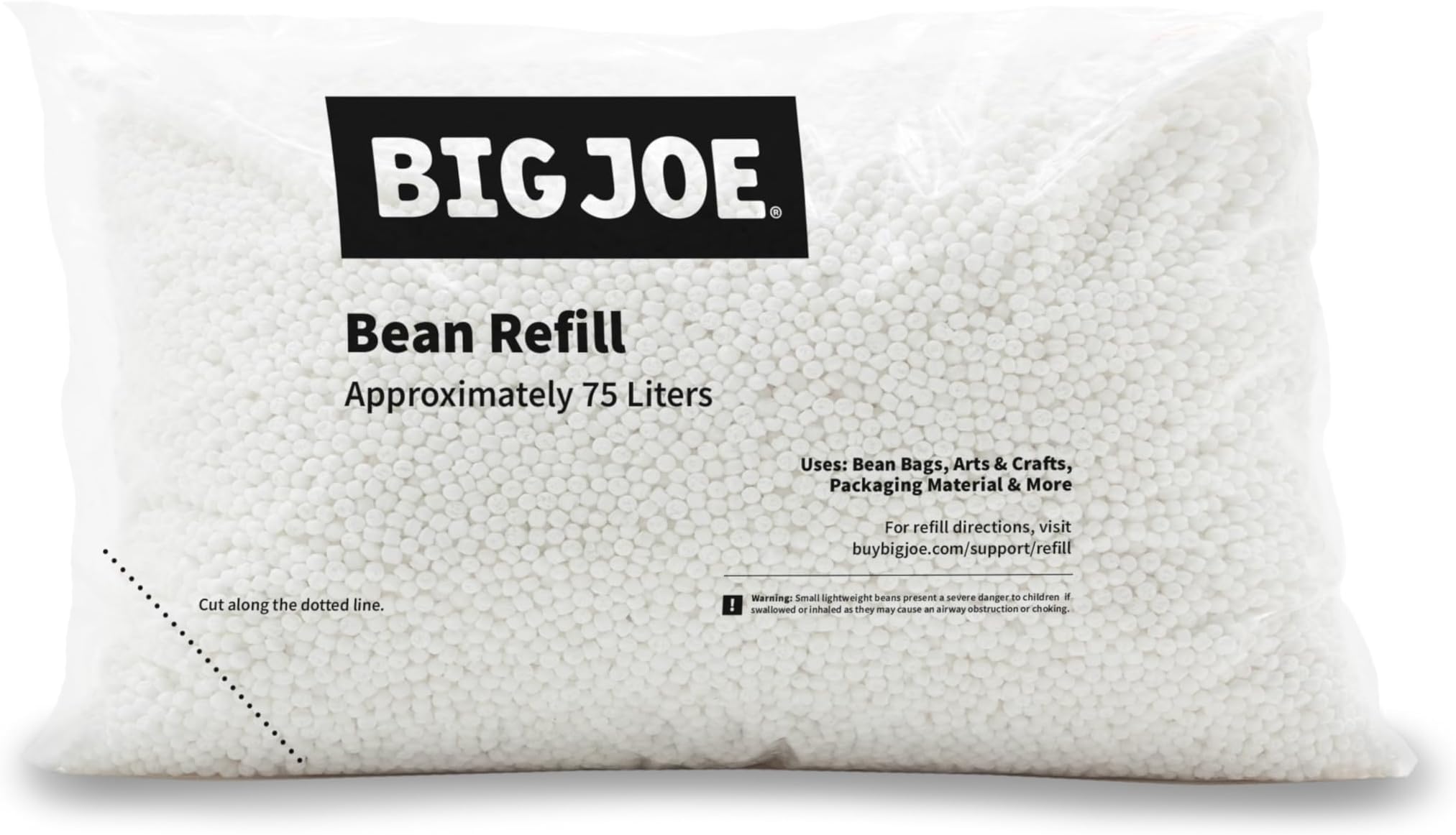 Big Joe Bean Refill, Polystyrene Beans for Bean Bags or Crafts, 75 Liters