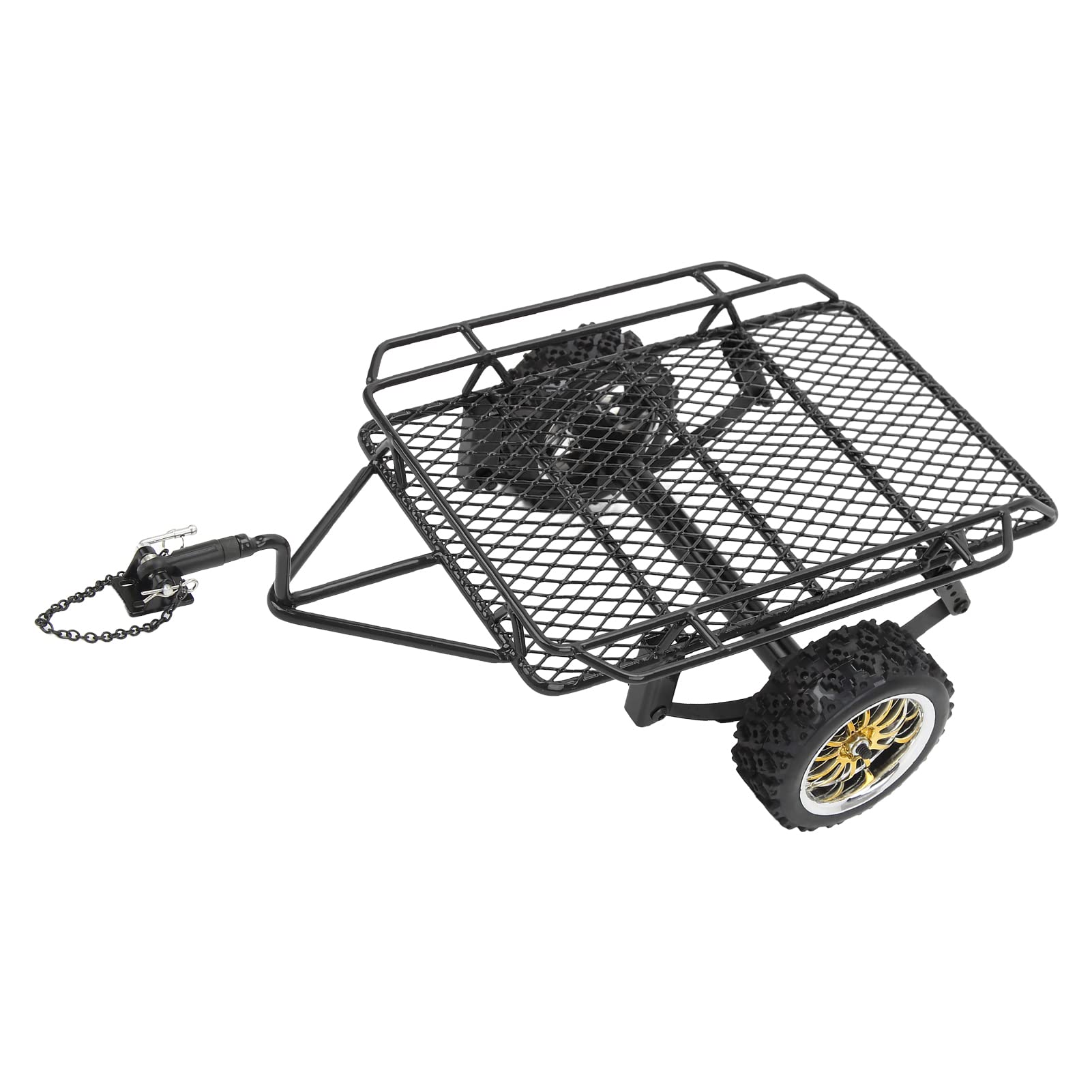 Mała przyczepa RC wystarczająco dużo miejsca do przechowywania z żelaza i gumy, łatwa instalacja, dekoracyjna, praktyczna, metalowa przyczepa wiaderkowa RC do SCX10 D90 GEN8 (czarna)