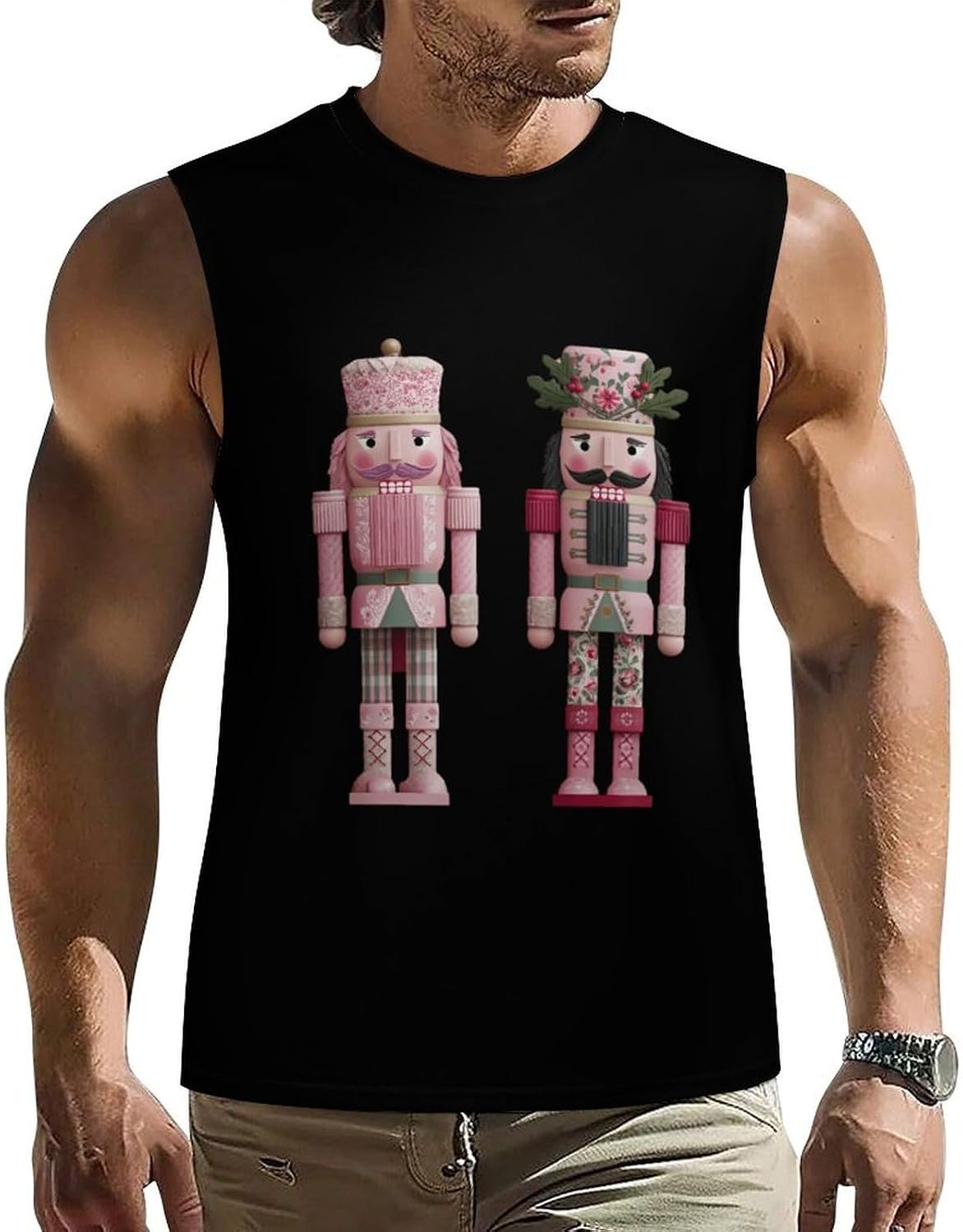 Nutcrackers Christmas Men Summer Sleeveless Crew Neck Top 5XL