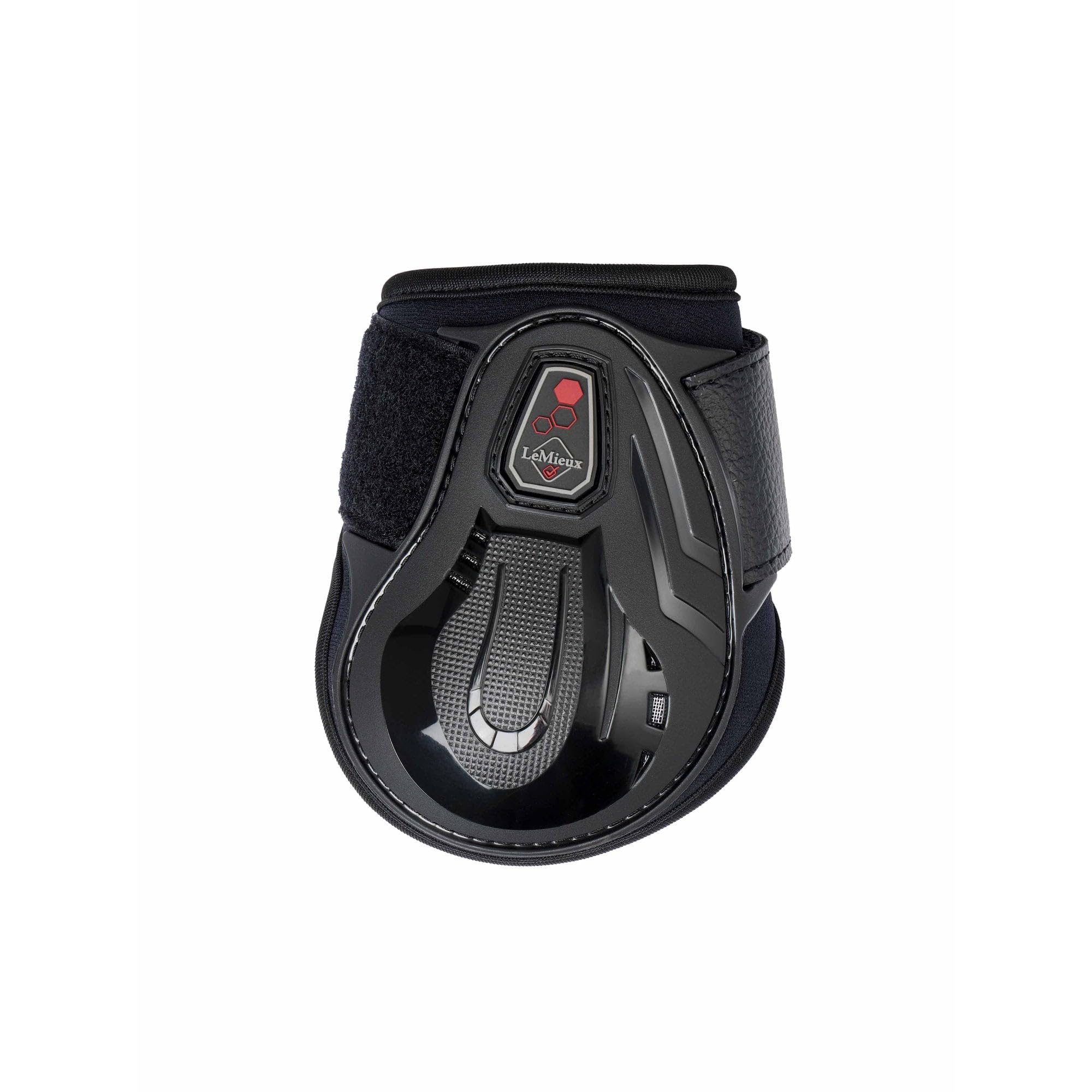 LeMieux Par de botas para caballo Fetlock compatibles con los impactos, color marrón con zona protectora moldeada, rejillas de ventilación de malla y cierre de doble bloqueo, talla L