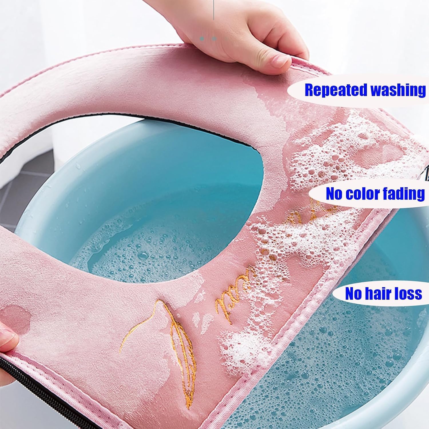 3 Pack Toilet Lid Cover Cushion with Zipper, Thicker Warmer Washable Bathroom Soft Toilet Seat Cover Pads, Stretchable Fiber Cloth Toilet Seat Covers Pads Easy Installation& Cleaning (Green)