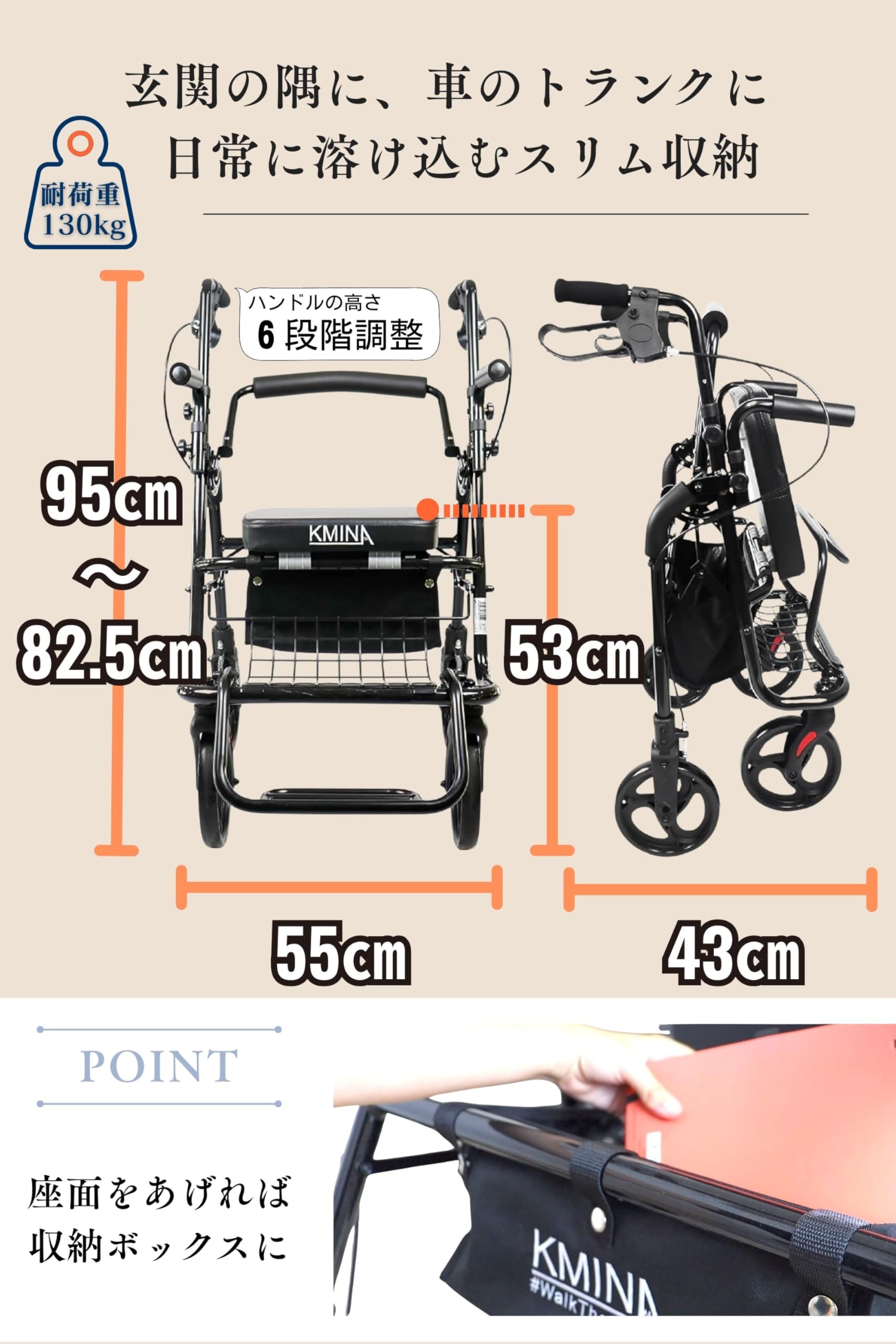 期間限定の特別値下げ！ J269 ★比較的キレイ★シート付き歩行器★KMINA★K10047 Amazon | KMINA PRO 歩行器 高齢者用 室内 歩行車 四輪 小型 手押し車