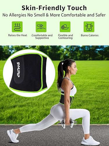Miniatura 7 de SYXUPAP Cinturón de entrenamiento de cintura, promueve el sudor, cinturón de ejercicio para mujeres y hombres, cinturón de entrenamiento abdominales