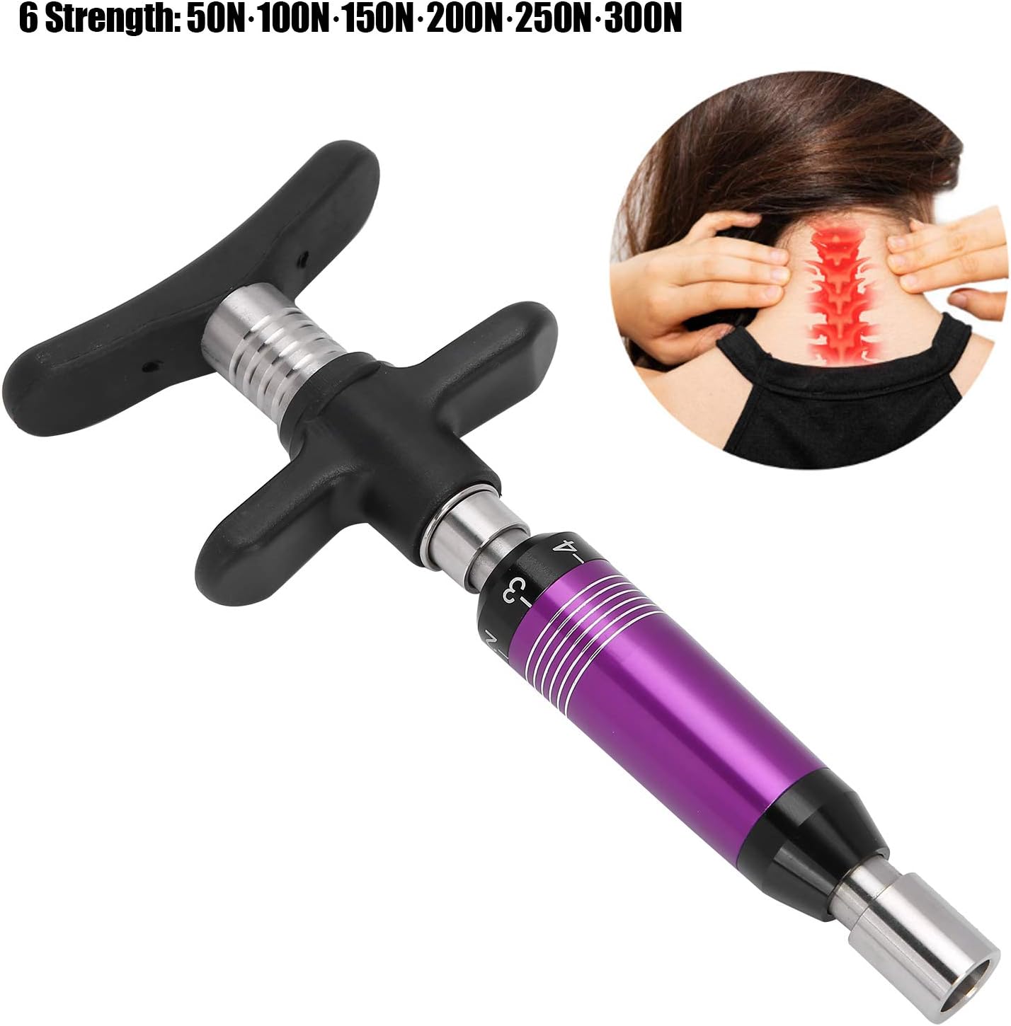 YUYTE Manual Spine Chiropractic Adjusting Tool, 6 Gears Massage Gun, Adjust Vertebration Cervical Spondy Force Spine Massager for Improve Joint Pain