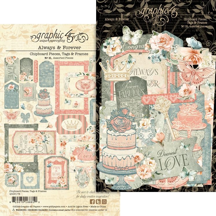 Always & Forever Chipboard Pieces, Tags & Frames