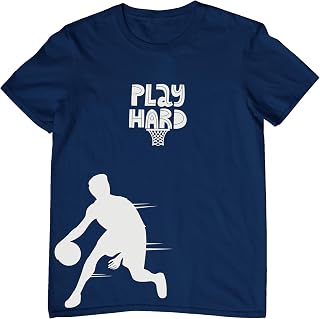 TeeSlix Basketball Print Premium Cotton Boys Tshirt | Regular Fit | Round Collar | Blue, Black, White, Red| Age 4 to 17 Ye... Price In India