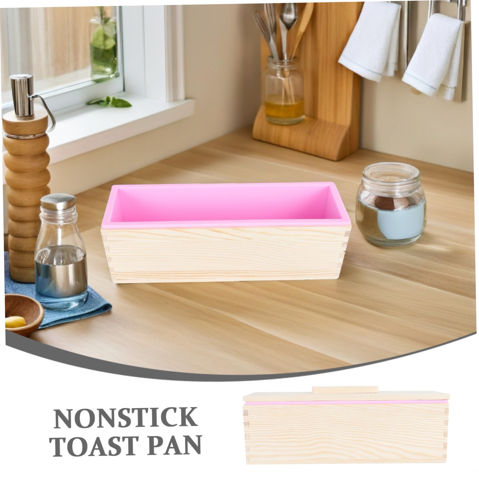 Holz-toastform mit Deckel Langlebige Flexible Brotbackform aus Holz und Silikon Vielseitige Kastenform für Ofen Sauerteig Kuchen und Seifenherstellung Brotdose für Frische