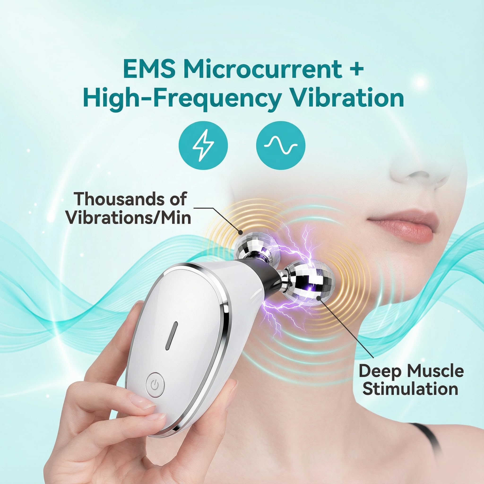 Elitzia ETKS186 Nacken-Augen-Massagegerät, EMS-Mikrostrom, Gesichtsroller mit Vibration, Anti-Aging, Lifting, Straffung für Falten, feine Linien, Doppelkinn-Hautpflege, tragbares Schönheitsgerät