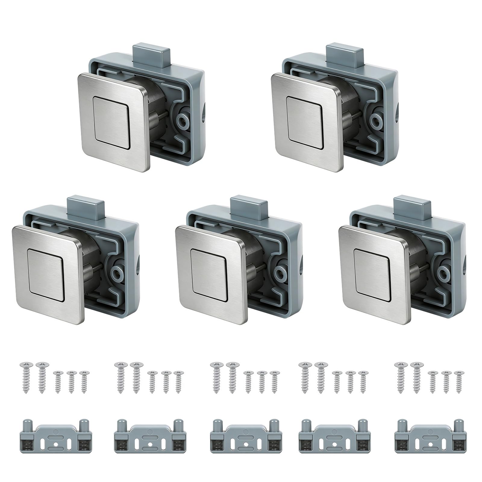 Opaltool Metal Push Button Cabinet Locks, Keyless Square Door Lock for Caravan Motorhome Camper Van Boat Cupboard Door