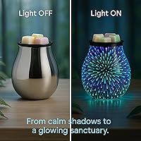 Vista 4 de Leyoue - Calentador eléctrico de cera con forma de fuegos artificiales 3D de vidrio con placa de calentamiento PTC, bandeja reutilizable